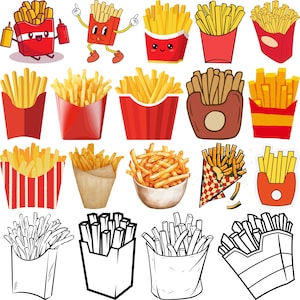 FRENCH FRIES SVG Bundle, French Fry svg, French Fries Vector Files, Small Fry Fries Svg, Fries Svg, Food Clip Art, Fry Day Clipart