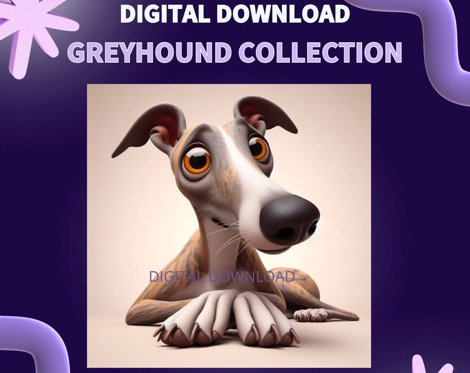 Graceful Greyhounds Digital Art Collection | JPG 300dpi | Instant Downloads | Art for Dog Lovers | Gift for Dog lovers