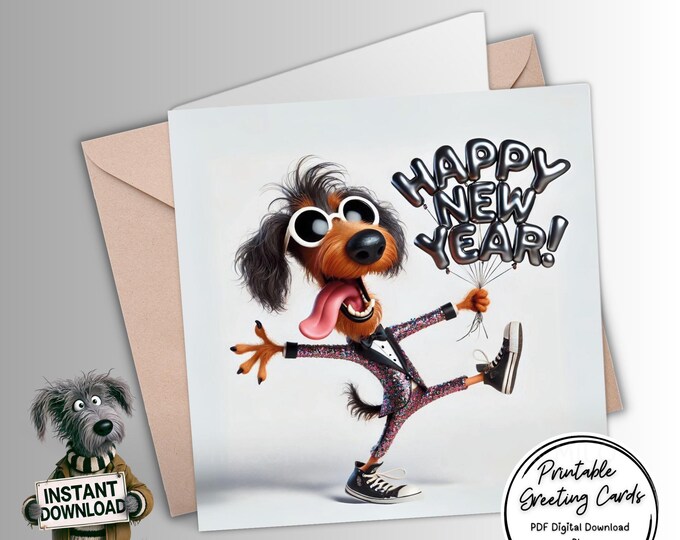 Printable Happy New Year Card | Digital Download Greeting Card | Print, Cut, Fold | Plus the 300dpi image for your other creative ideas