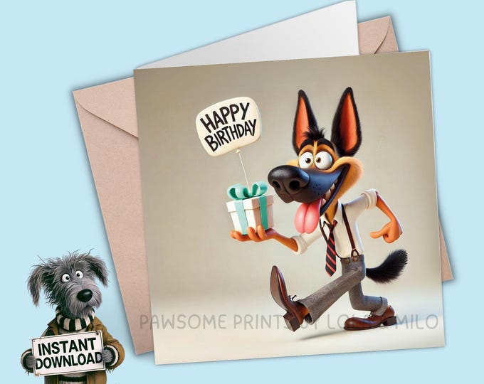 Printable Birthday Card | Digital Download Greeting Card | Print, Cut, Fold | Pop it in an envelope and send a smile to show you care