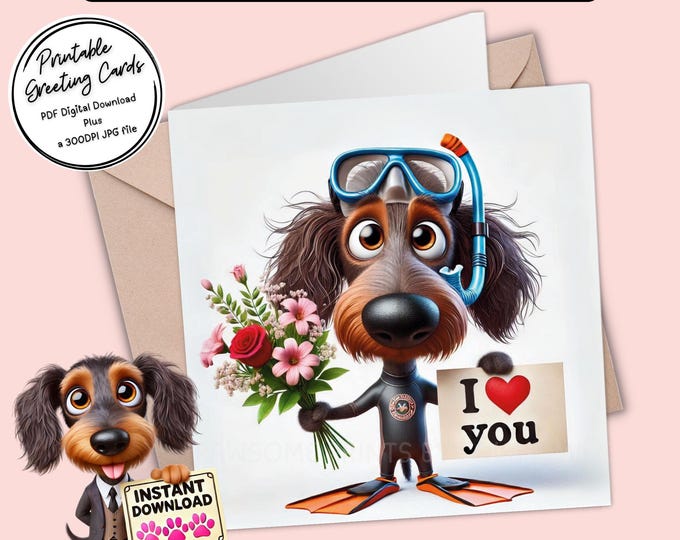 Printable Valentine/I love You Card | Digital Download Greeting Card | Print, Cut, Fold | Plus the 300dpi image for your creative ideas