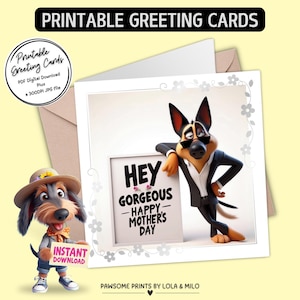 Muttertagskarte für Schäferhund | Spaß & Flirty druckbare Grußkarte | Plus 300dpi JPGs für Ihre eigenen Kreationen oder digital zu senden
