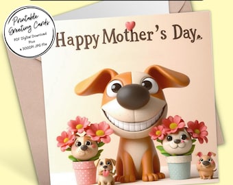 Adorable Mother’s Day Dog Card | Digital Greeting Card | Printable Greeting Card | 300dpi JPG for your own creations or to send digitally