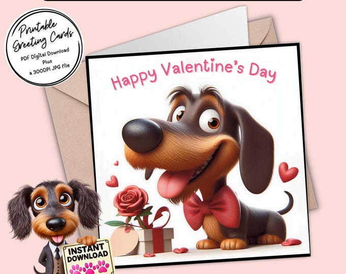 Printable Valentines Day Card | Spread Love & Smiles | Digital Download Greeting Card | Plus the 300dpi JPGs for your creative ideas