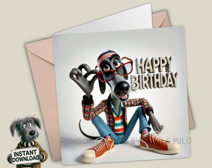 Printable Birthday Card | Digital Download Greeting Card | Print, Cut, Fold | Plus the 300dpi image for your other creative ideas
