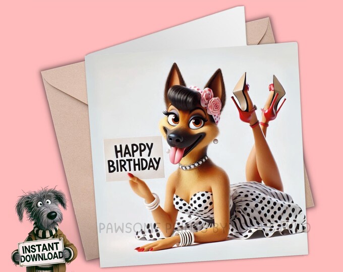Printable Birthday Card | Digital Download Greeting Card | Print, Cut, Fold | Plus the 300dpi image for your other creative ideas