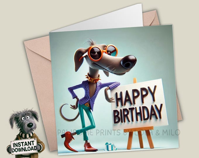 Printable Birthday Card | Digital Download Greeting Card | Print, Cut, Fold | Plus the 300dpi image for your other creative ideas