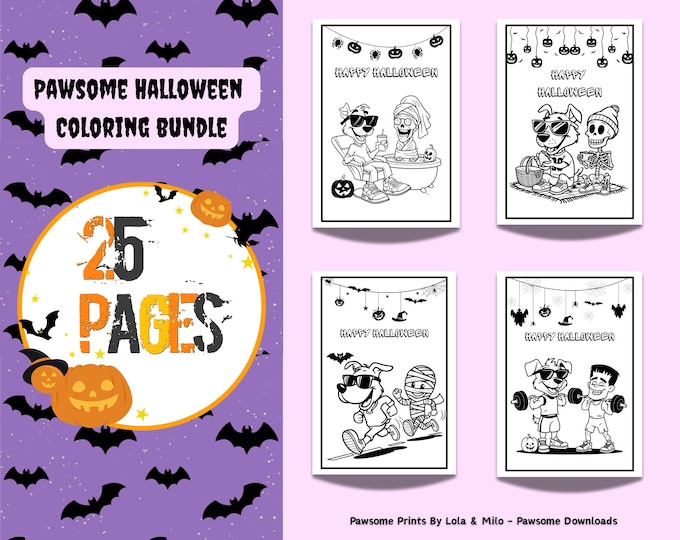 Funny Dog Coloring Pages: 50 Pawsome Halloween Printables (Digital Download)