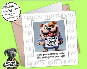 Printable Birthday Card | Digital Download Greeting Card | Print, Cut, Fold | Plus the 300dpi images for your other creative ideas