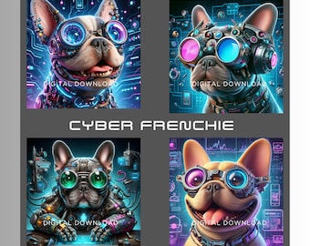French Bulldog Cyber Chronicles - Digital Download Collection| JPG 300dpi | Instant Download | Art for Frenchie Lovers | Gift for Dog lovers