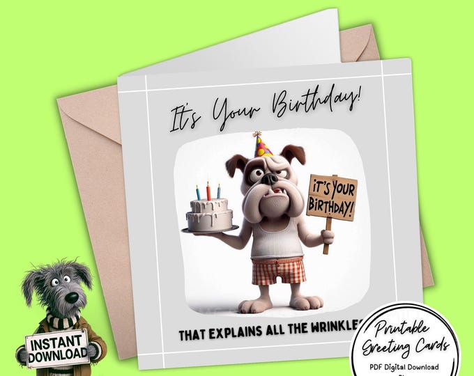 Printable Birthday Card | Digital Download Greeting Card | Print, Cut, Fold | Plus the 300dpi images for your other creative ideas