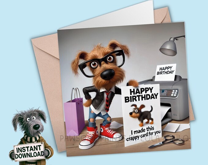 Printable Birthday Card | Digital Download Greeting Card | Print, Cut, Fold | Pop it in an envelope and send a smile to show you care