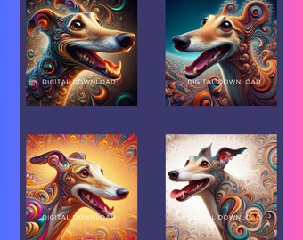 Graceful Greyhounds Digital Art Collection | JPG 300dpi | Instant Downloads | Art for Dog Lovers | Gift for Dog lovers