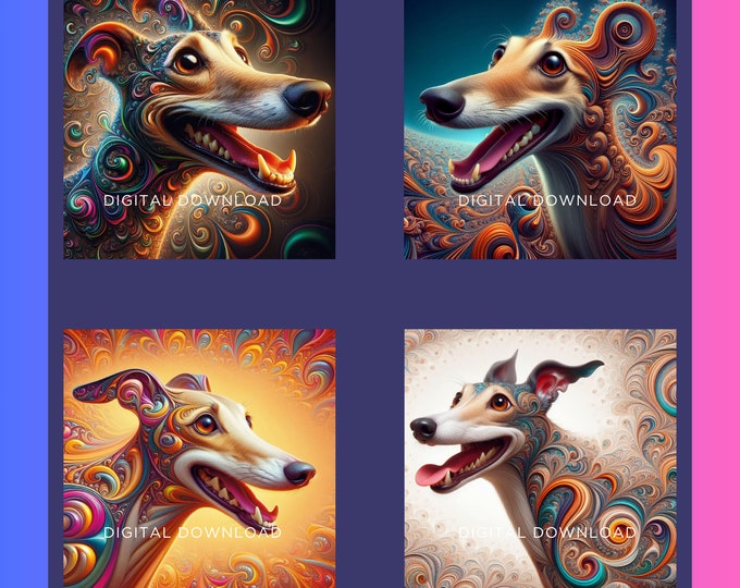 Graceful Greyhounds Digital Art Collection | JPG 300dpi | Instant Downloads | Art for Dog Lovers | Gift for Dog lovers