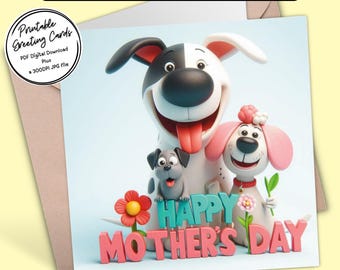 Adorable Mother’s Day Dog Card | Digital Greeting Card | Printable Greeting Card | 300dpi JPG for your own creations or to send digitally