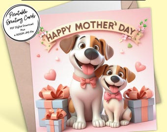 Adorable Mother’s Day Dog Card | Digital Greeting Card | Printable Greeting Card | 300dpi JPG for your own creations or to send digitally