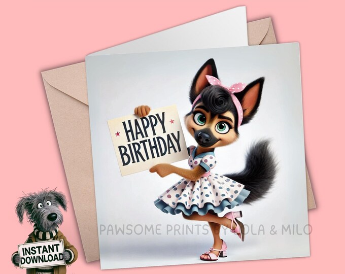 Printable Birthday Card | Digital Download Greeting Card | Print, Cut, Fold | Plus the 300dpi image for your other creative ideas