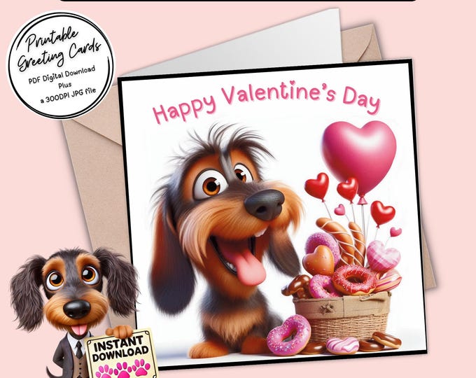 Printable Valentines Day Card | Spread Love & Smiles | Digital Download Greeting Card | Plus the 300dpi JPGs for your creative ideas