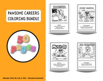 Funny Dog Coloring Pages: 50 Pawsome Career Printables (Digital Download)