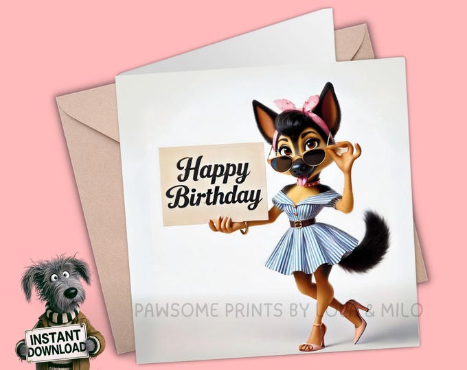 Printable Birthday Card | Digital Download Greeting Card | Print, Cut, Fold | Plus the 300dpi image for your other creative ideas
