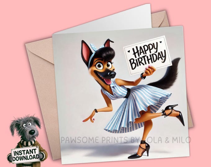 Printable Birthday Card | Digital Download Greeting Card | Print, Cut, Fold | Plus the 300dpi image for your other creative ideas