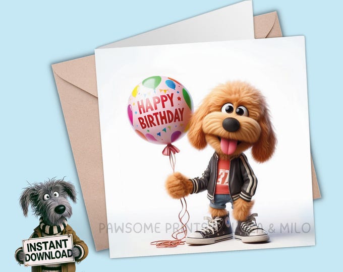 Printable Birthday Card | Digital Download Greeting Card | Print, Cut, Fold | Pop it in an envelope and send a smile to show you care