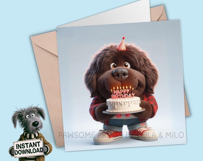 Printable Birthday Card | Digital Download Greeting Card | Print, Cut, Fold | Pop it in an envelope and send a smile to show you care