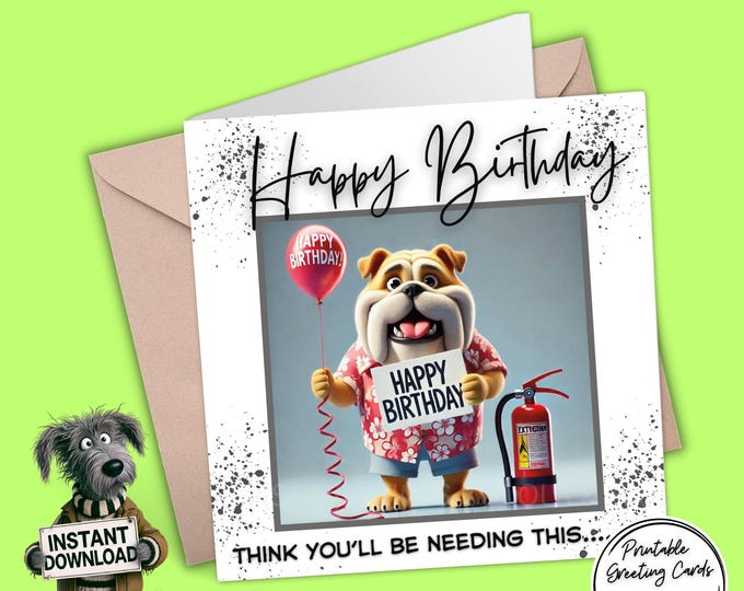 Printable Birthday Card | Digital Download Greeting Card | Print, Cut, Fold | Plus the 300dpi images for your other creative ideas