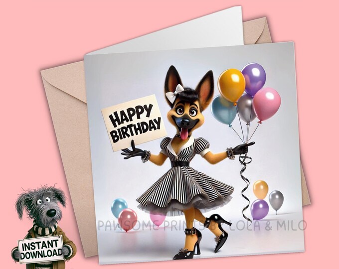 Printable Birthday Card | Digital Download Greeting Card | Print, Cut, Fold | Plus the 300dpi image for your other creative ideas