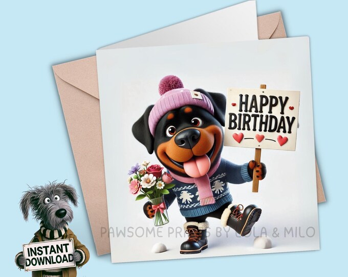 Printable Birthday Card | Digital Download Greeting Card | Print, Cut, Fold | Pop it in an envelope and send a smile to show you care