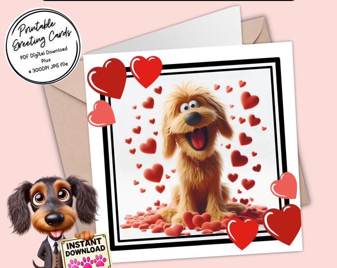 Printable Card Valentines Day inspired | share the love | Digital Download Greeting Card | Plus the 300dpi JPGs for your creative ideas