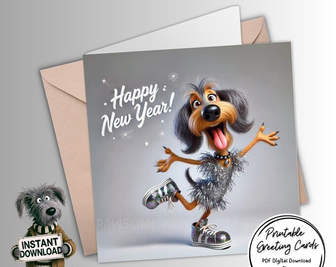 Printable Happy New Year Card | Digital Download Greeting Card | Print, Cut, Fold | Plus the 300dpi image for your other creative ideas