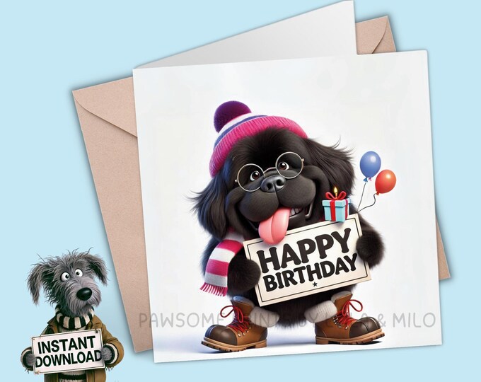 Printable Birthday Card | Digital Download Greeting Card | Print, Cut, Fold | Pop it in an envelope and send a smile to show you care