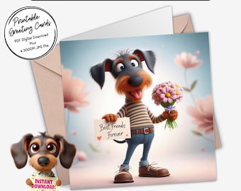 Printable Greeting Card | Best Friends Forever Dachshund Card | Digital Download Greeting Card | Plus the 300dpi JPG for your creative ideas
