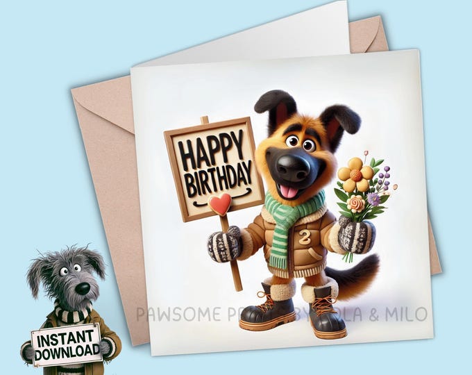 Printable Birthday Card | Digital Download Greeting Card | Print, Cut, Fold | Pop it in an envelope and send a smile to show you care