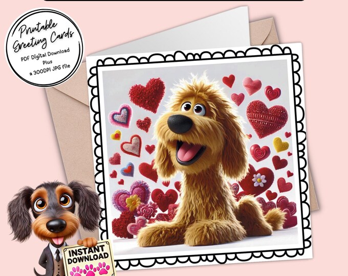 Printable Card Valentines Day inspired | share the love | Digital Download Greeting Card | Plus the 300dpi JPGs for your creative ideas