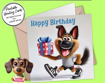 Printable Happy Birthday Card | German Shepherd fun | Digital Download Greeting Card | Plus the 300dpi JPG for your creative ideas