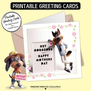 Muttertagskarte für Schäferhund | Spaß & Flirty druckbare Grußkarte | Plus 300dpi JPGs für Ihre eigenen Kreationen oder digital zu senden