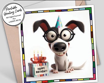 Quirky Dog Printable Birthday Card | Fun & Unique Digital Download Greeting Cards | 300dpi JPG for your own creations or send digitally