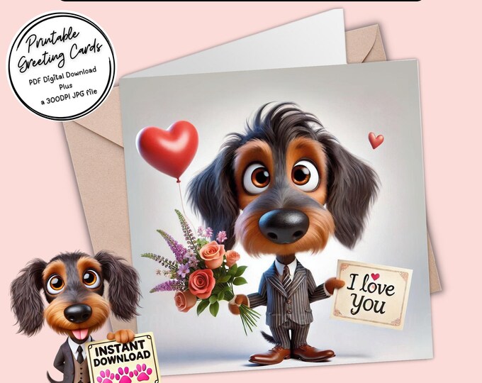 Printable Valentine / I love You Card | Digital Download Greeting Card | Print, Cut, Fold | Plus the 300dpi image for your creative ideas