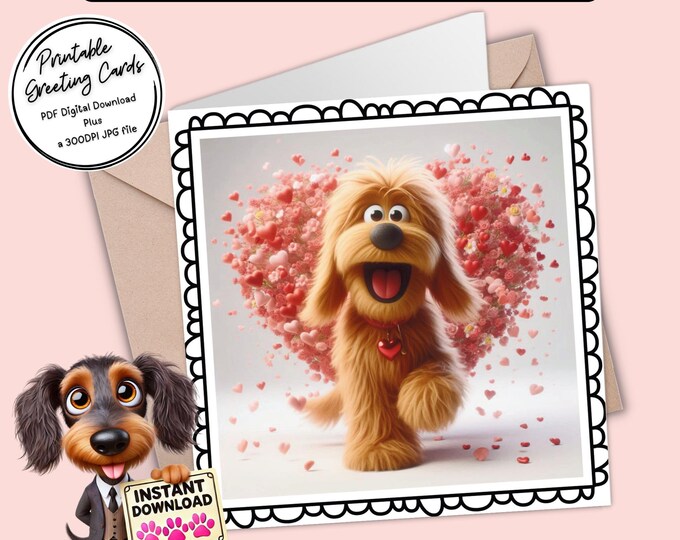 Printable Card Valentines Day inspired | share the love | Digital Download Greeting Card | Plus the 300dpi JPGs for your creative ideas