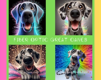 Fiber Optic Great Danes: Digital Download Collection| JPG 300dpi | Instant Downloads | Art for Dog Lovers | Gift for Dog lovers