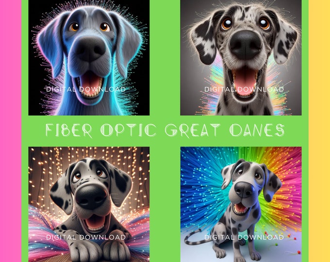 Fiber Optic Great Danes: Digital Download Collection| JPG 300dpi | Instant Downloads | Art for Dog Lovers | Gift for Dog lovers