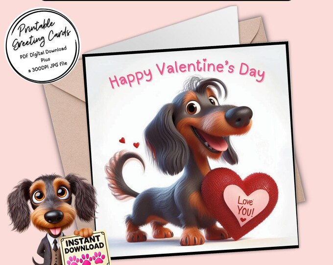 Printable Valentines Day Card | Spread Love & Smiles | Digital Download Greeting Card | Plus the 300dpi JPGs for your creative ideas