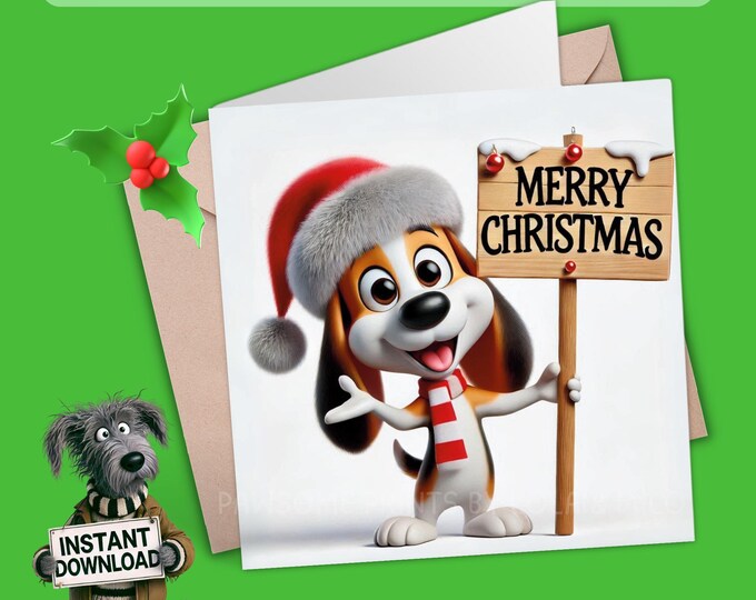 Printable Christmas Card | Digital Download Greeting Card | Print, Cut, Fold | Pop it in an envelope and send a smile to show you care