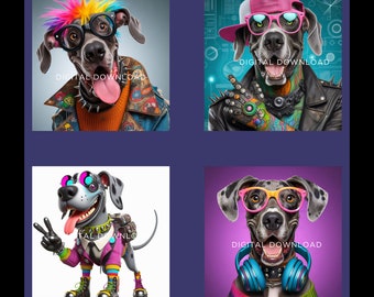 Great Dane Punk Paws - Digital Art Collection | JPG 300dpi | Instant Downloads | Art for Dog Lovers | Gift for Dog lovers