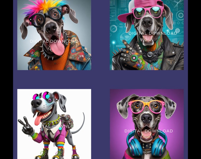 Great Dane Punk Paws - Digital Art Collection | JPG 300dpi | Instant Downloads | Art for Dog Lovers | Gift for Dog lovers