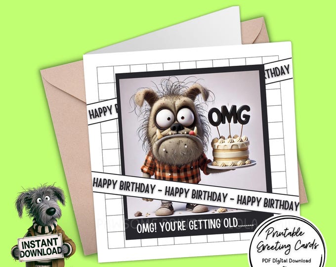 Printable Birthday Card | Digital Download Greeting Card | Print, Cut, Fold | Plus the 300dpi images for your other creative ideas