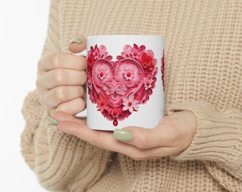 Hearts Mugs, Holiday Coffee Mug, Valentines Heart coffee Mug, Valentine Gift, Coffee Lover, Gift for Her, Seasonal Mug Mom gift, Mugful Mug