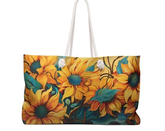 Weekender Bag, Floral boho pretty tote large weekender bag, Duffle beach baby travel feminine bag, Gift for travelers, Rope handle bag